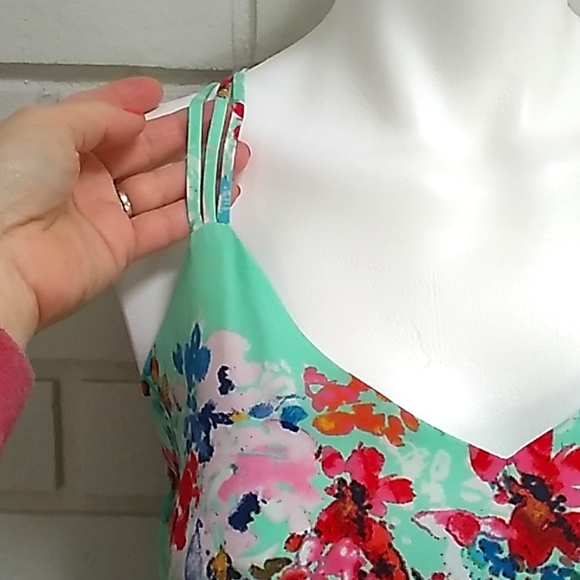 BeBop Floral High Low Criss Cross Elastic Tie Waist Mini Dress. Size Small - Picture 5 of 10